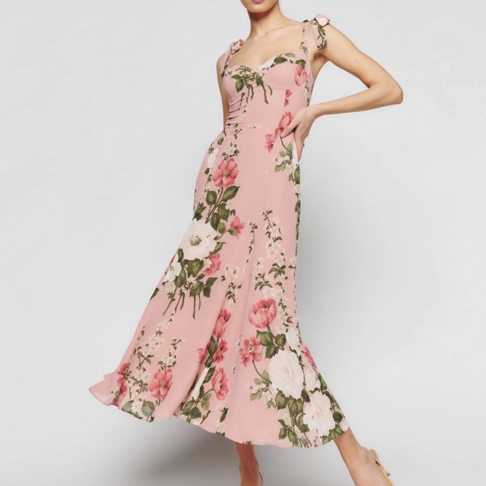 Reformation Nadira dress in Rose Garden